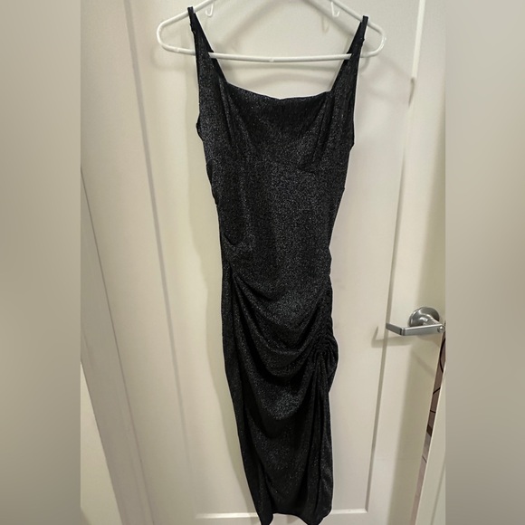Popilush Shapewear Metallic Knit Bodycon Sculpting Midi Slip Dress Black M - Picture 2 of 11